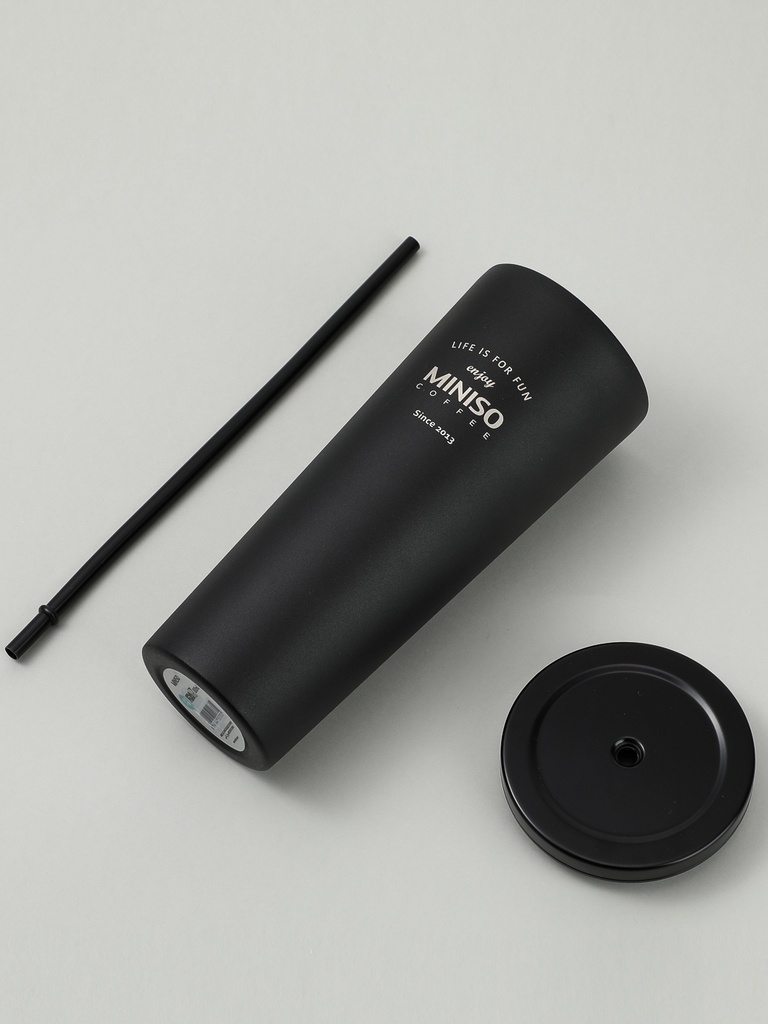 Classic Black White Series Straw Steel Bottle 800m