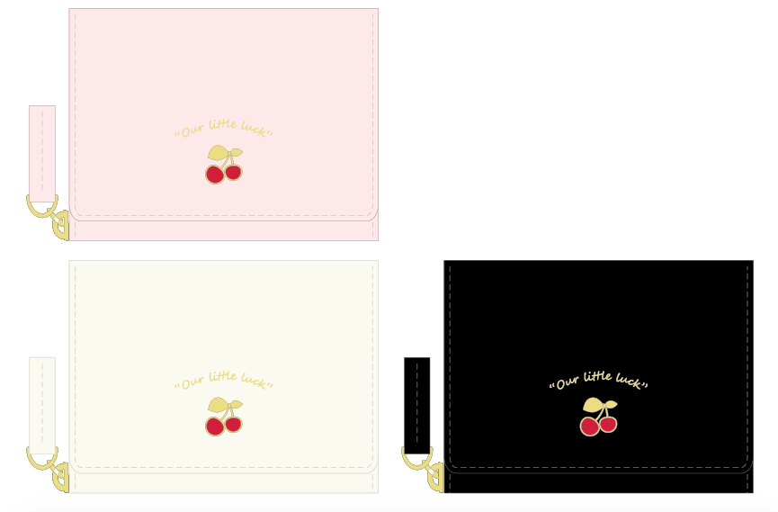 Cherry Short Three fold Zipper Wallet