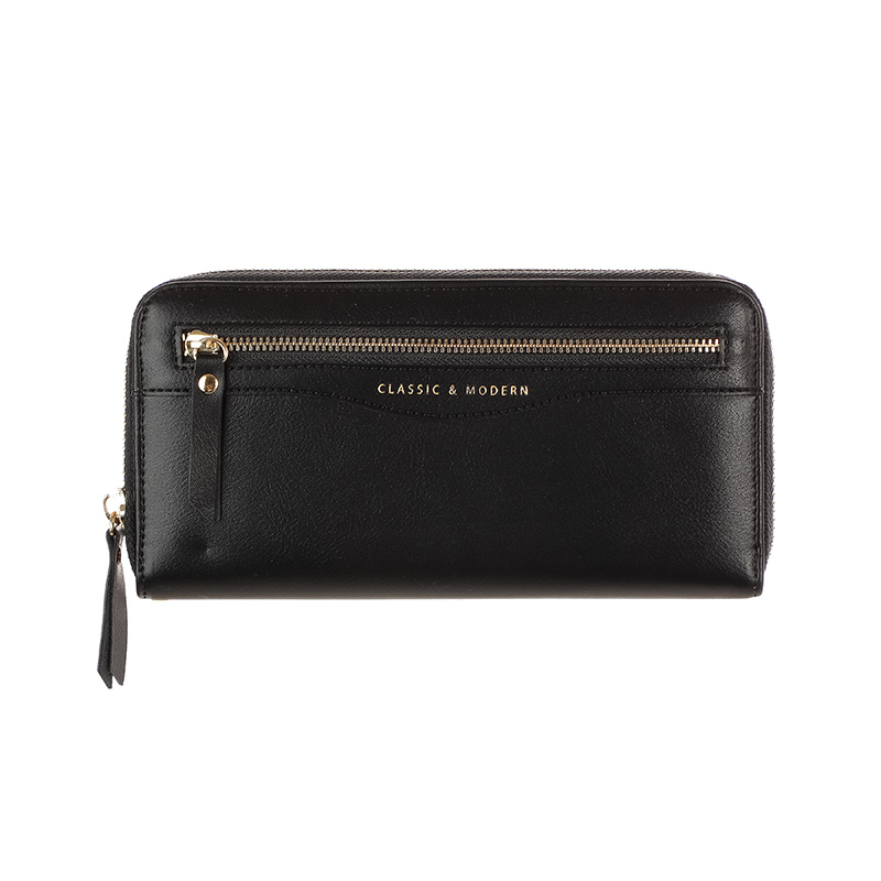 Women s Long Zipper Wallet Black